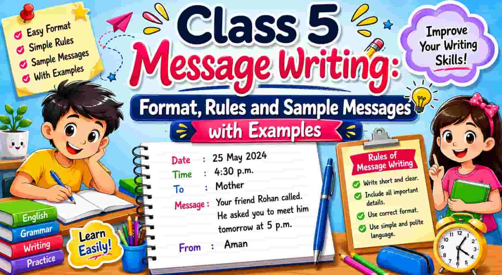 Class 5 Message Writing Format Rules and Sample Messages with Examples